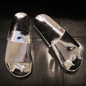 Silver slide sandals